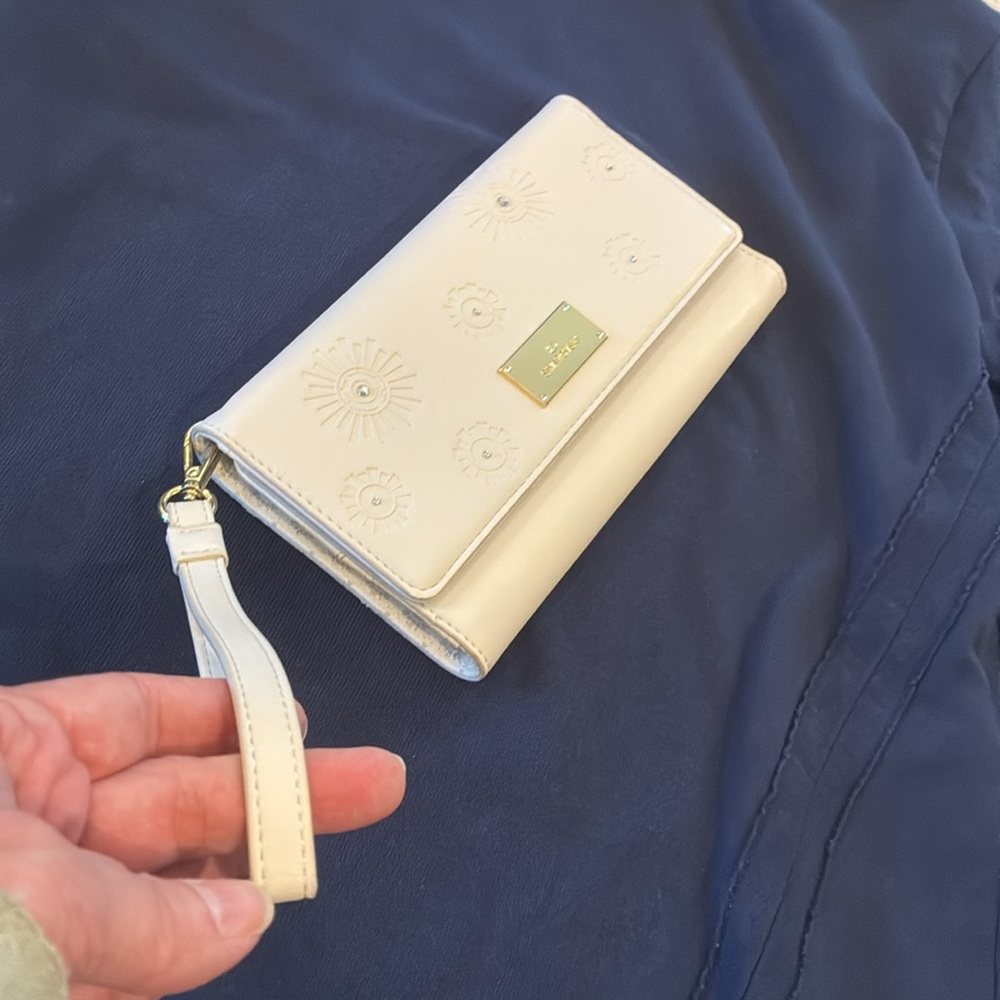 Swarovski Cream Embossed Wallet Wristlet